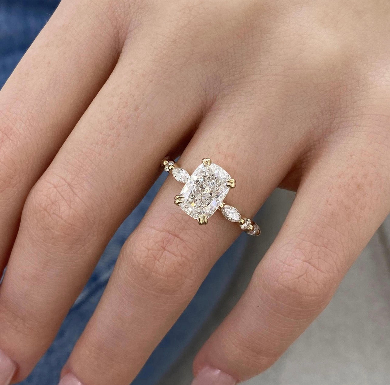 2.50ct Cushion Cut with Floral Band Ring