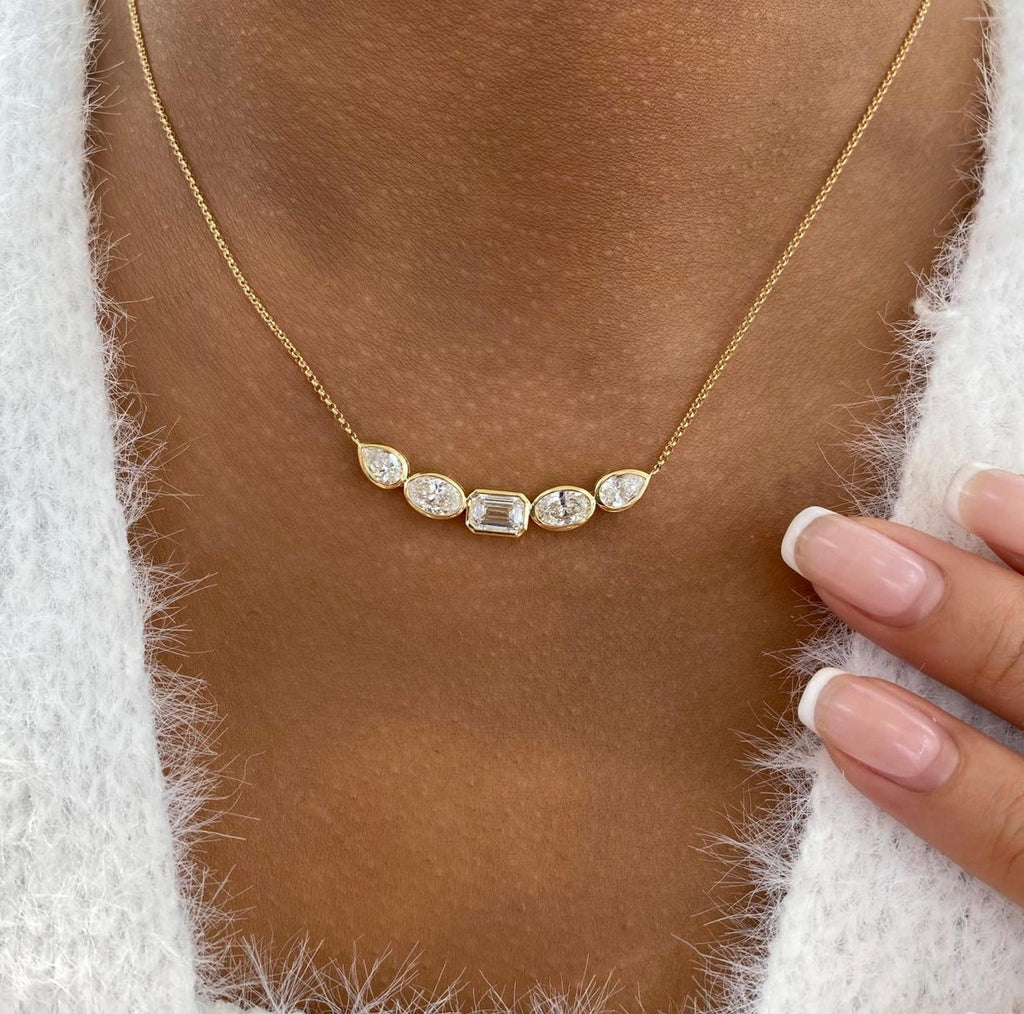 2.50ct Mixed Cut Diamond Bar Necklace