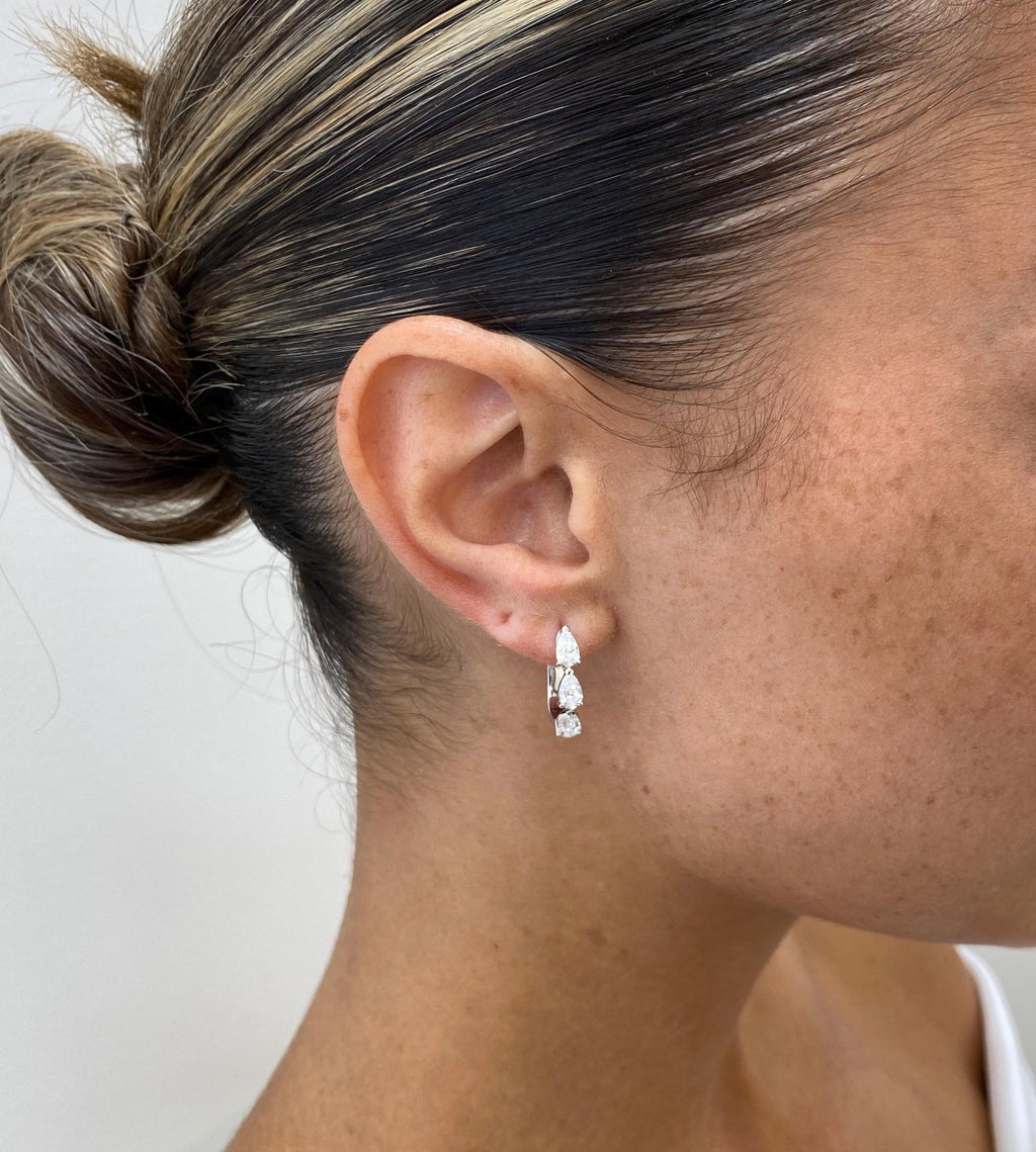 1.50ct Pear Cut Hoop Earrings