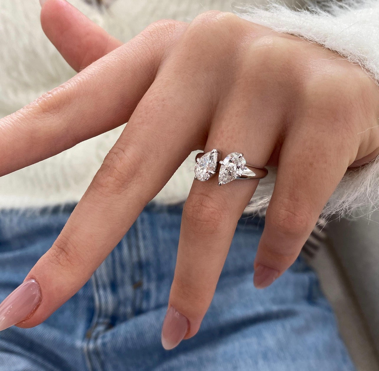 2.00 Pear Cut Two-Stone Ring