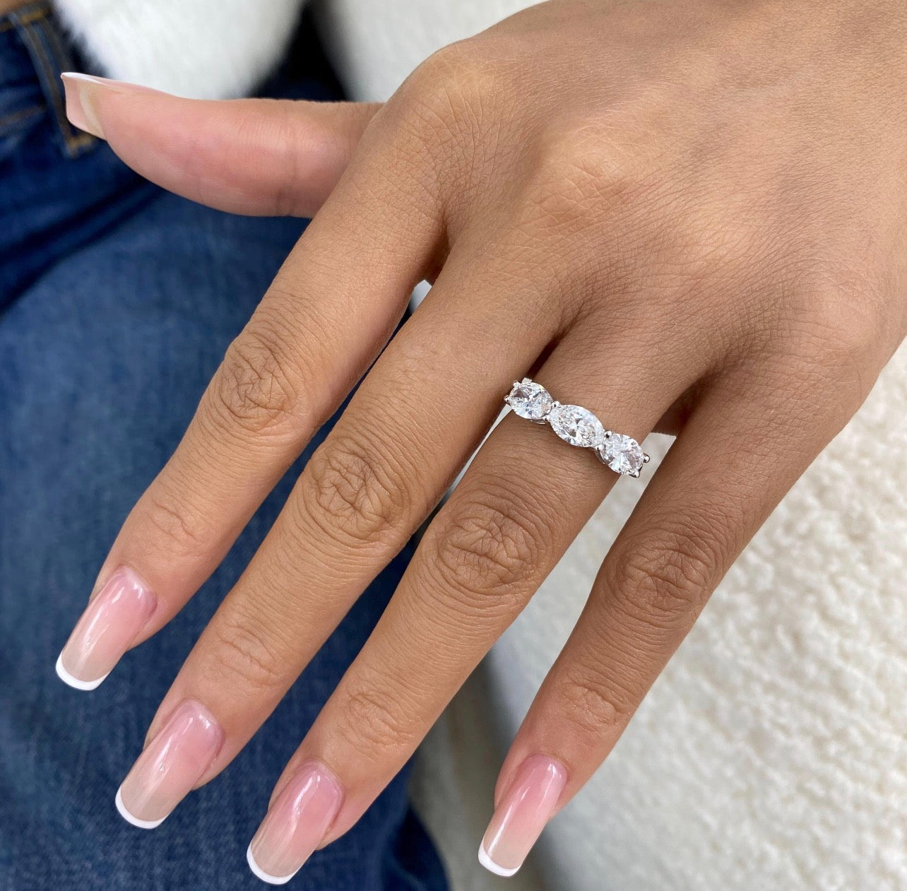 1.80ct Oval 3-Stone Wedding Ring