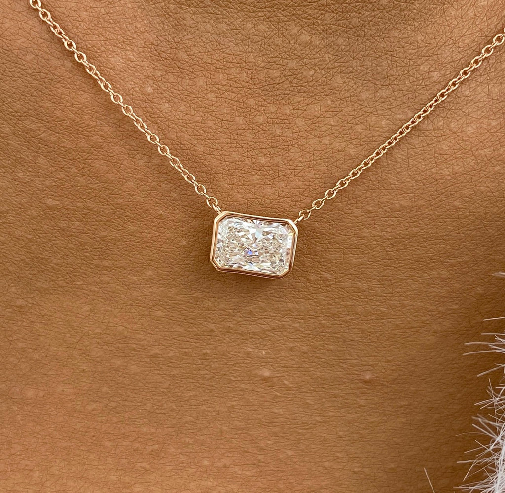 Radiant Cut East West Bezel Set Necklace