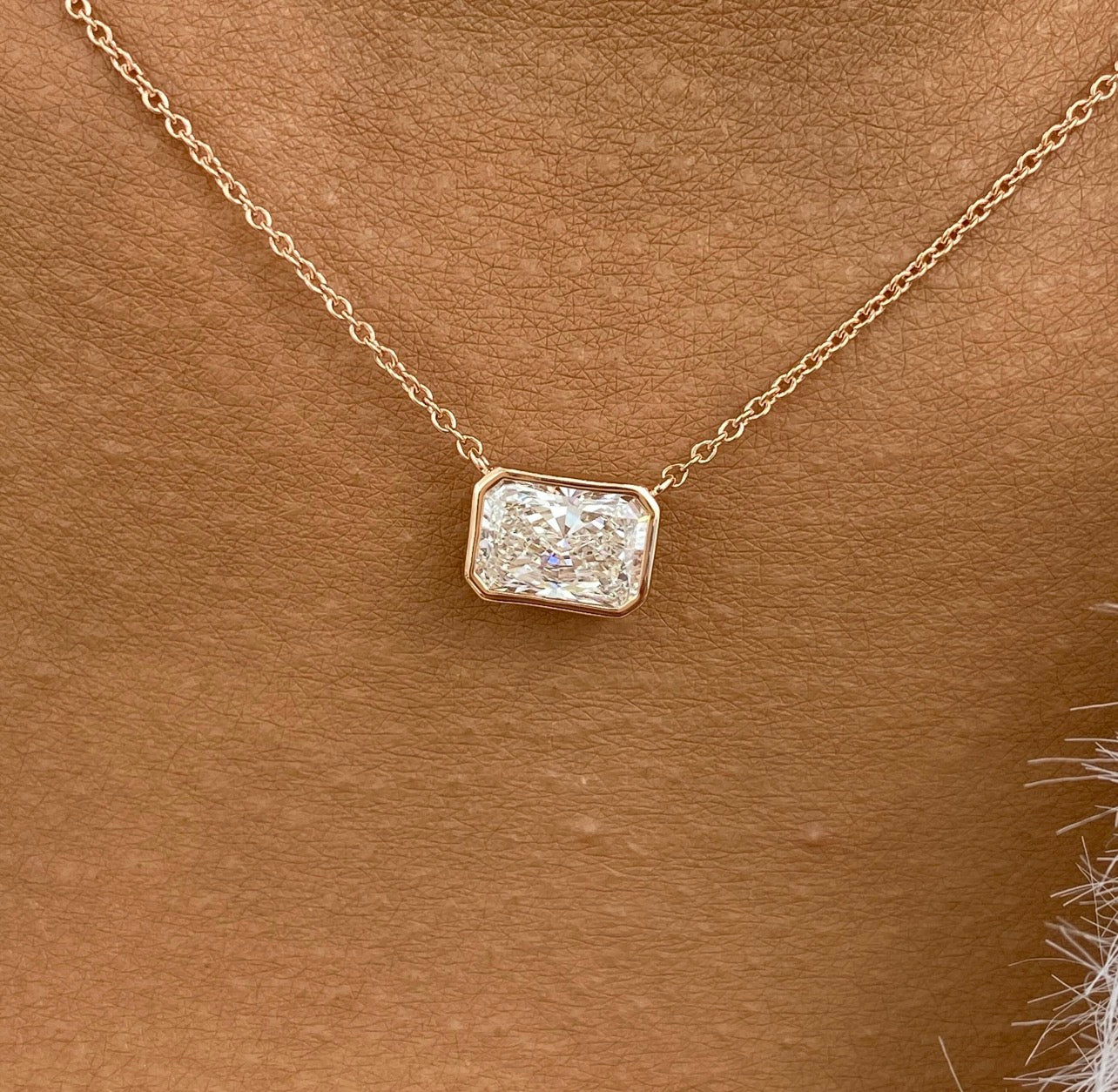Radiant Cut East West Bezel Set Necklace
