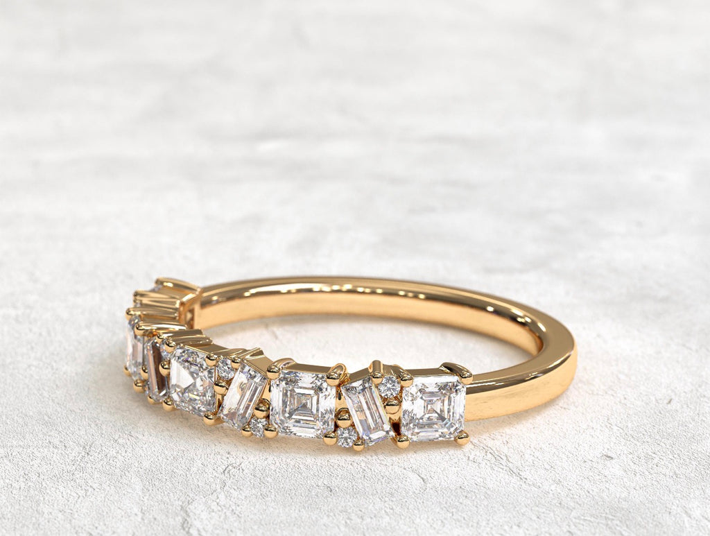 0.86ct Asscher, Baguette & Round Cut Wedding Band