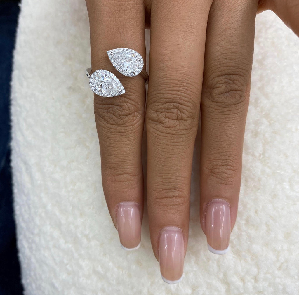 2.30ct Pear Cut Halo Wedding Ring