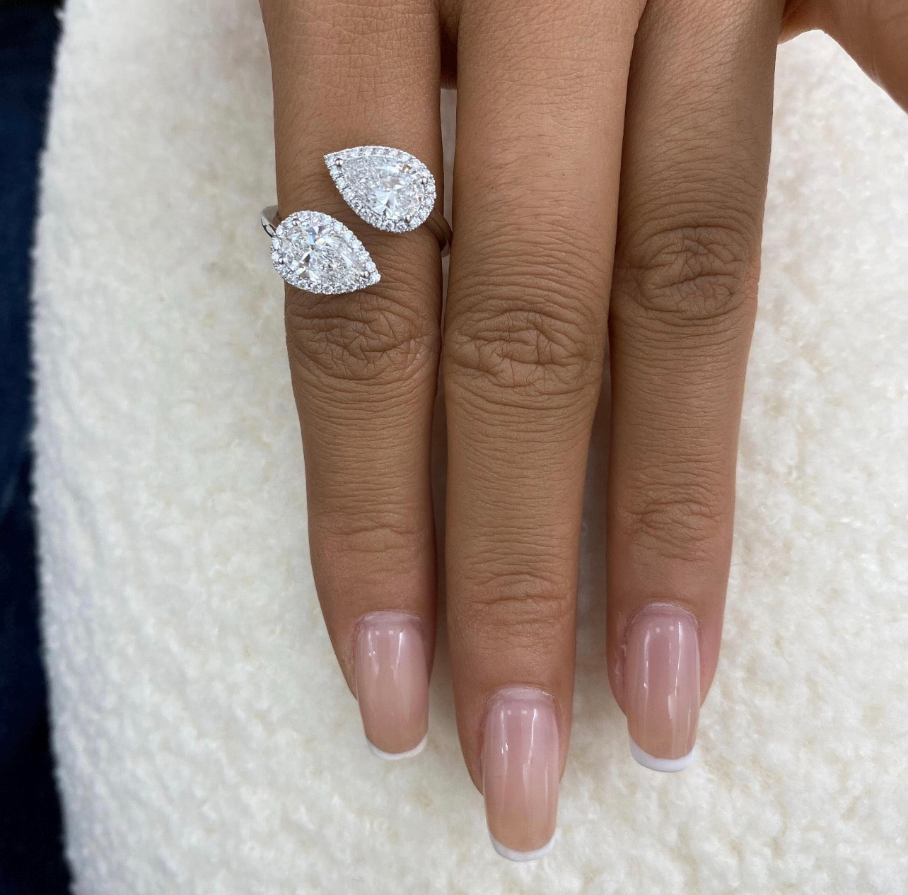 2.30ct Pear Cut Halo Wedding Ring