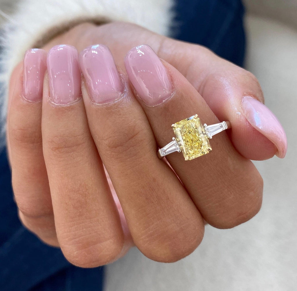 2ct Fancy Yellow Radiant with Baguette Ring