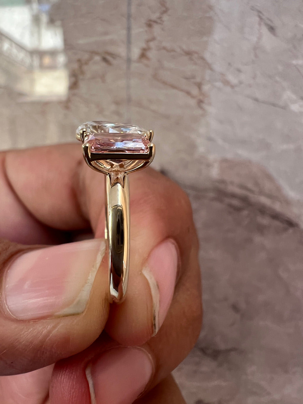 2.10ct Toi et Moi Pear & Pink Radiant Ring