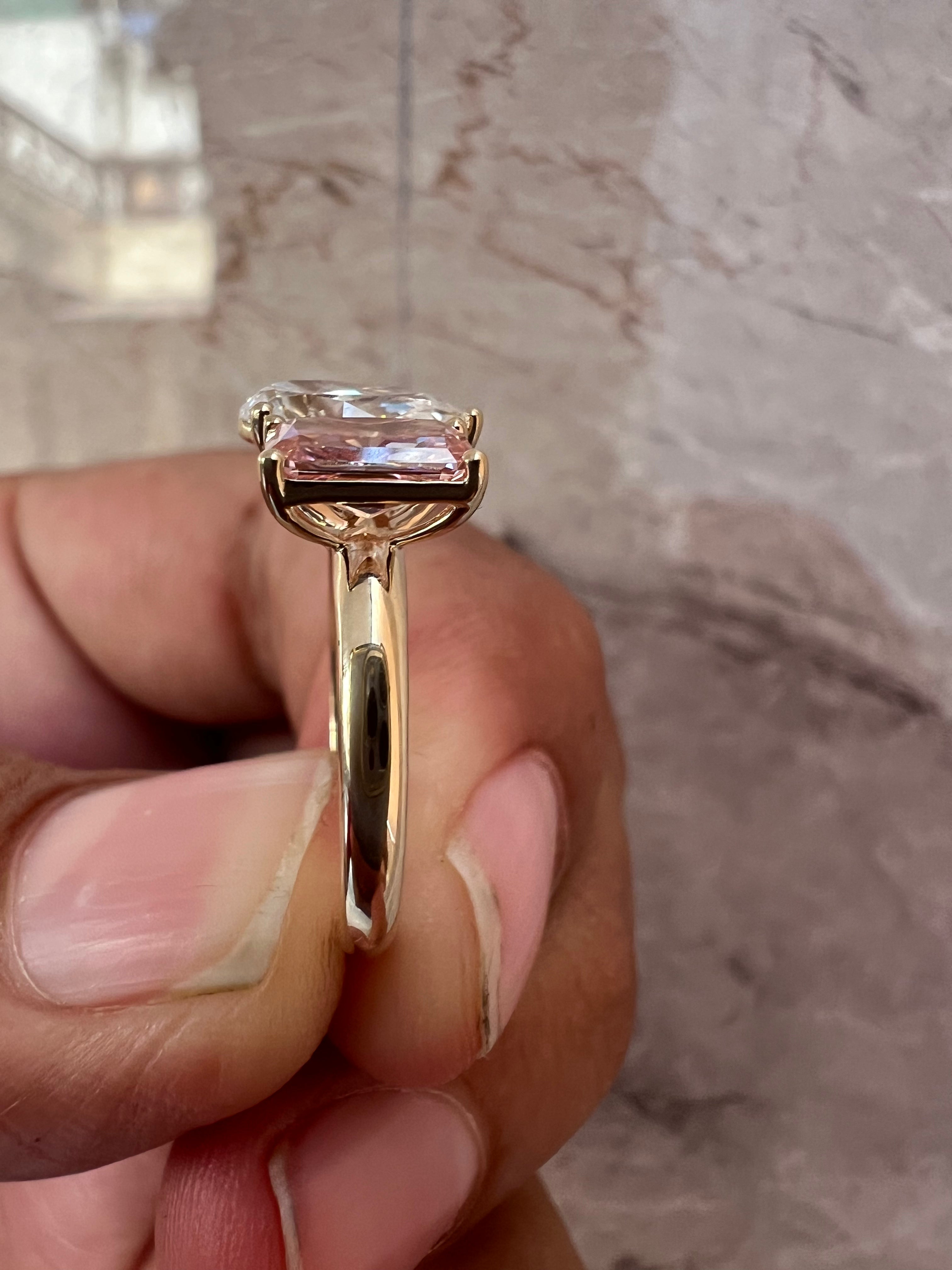 2.10ct Toi et Moi Pear & Pink Radiant Ring