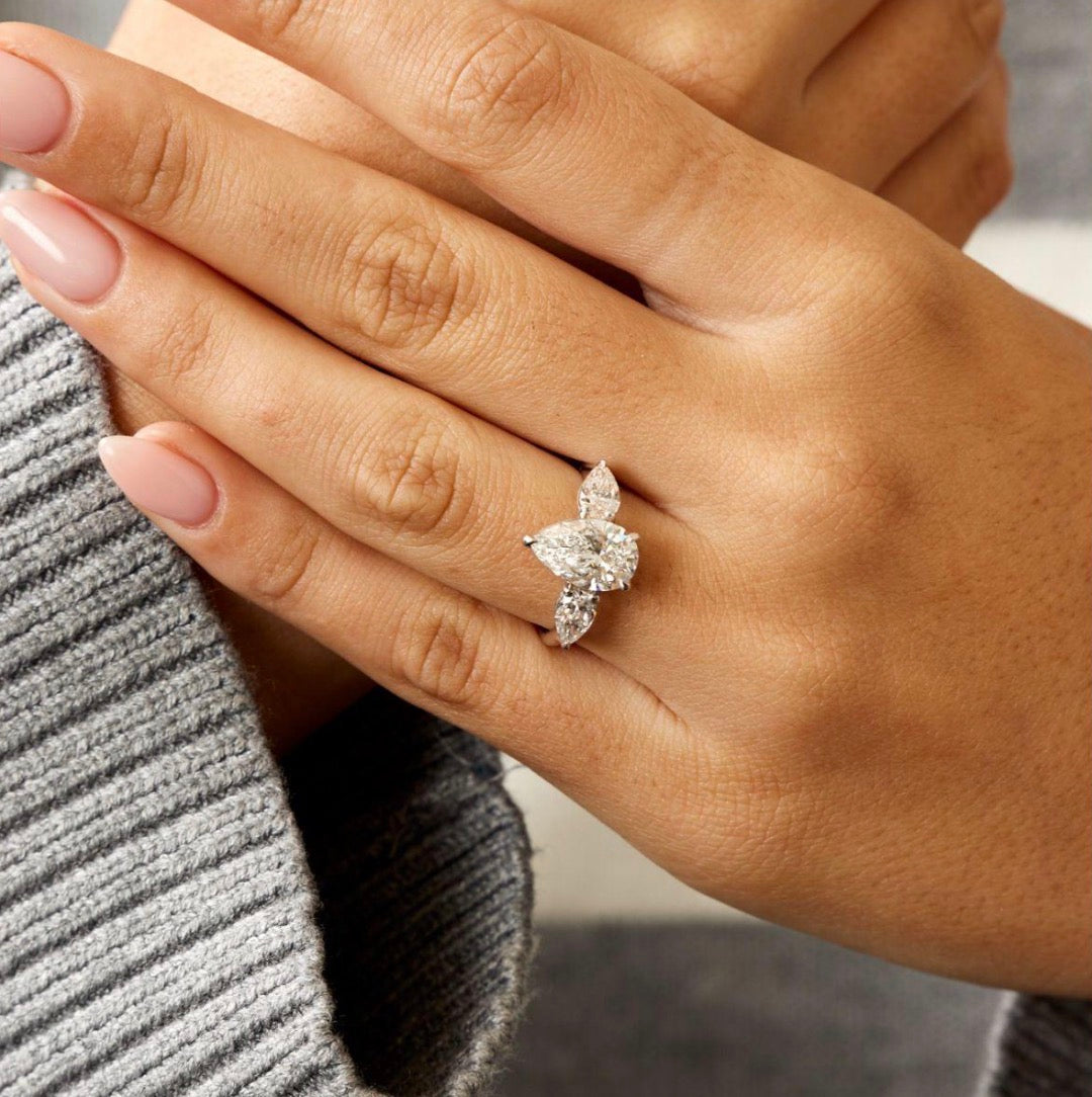 Pear Cut 3-Stone Lab Grown Diamond Ring