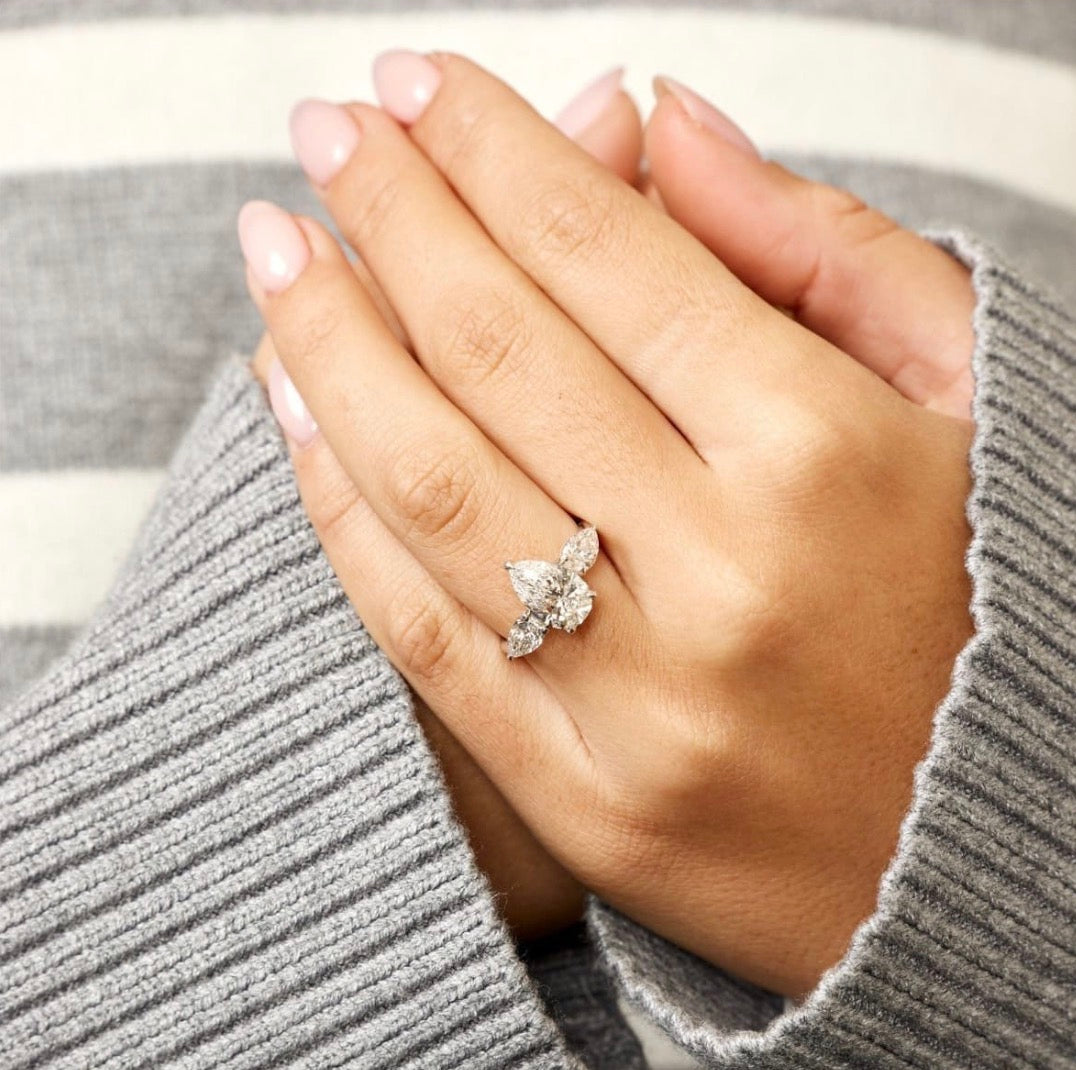 Pear Cut 3-Stone Lab Grown Diamond Ring