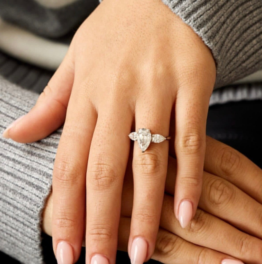 Pear Cut 3-Stone Lab Grown Diamond Ring