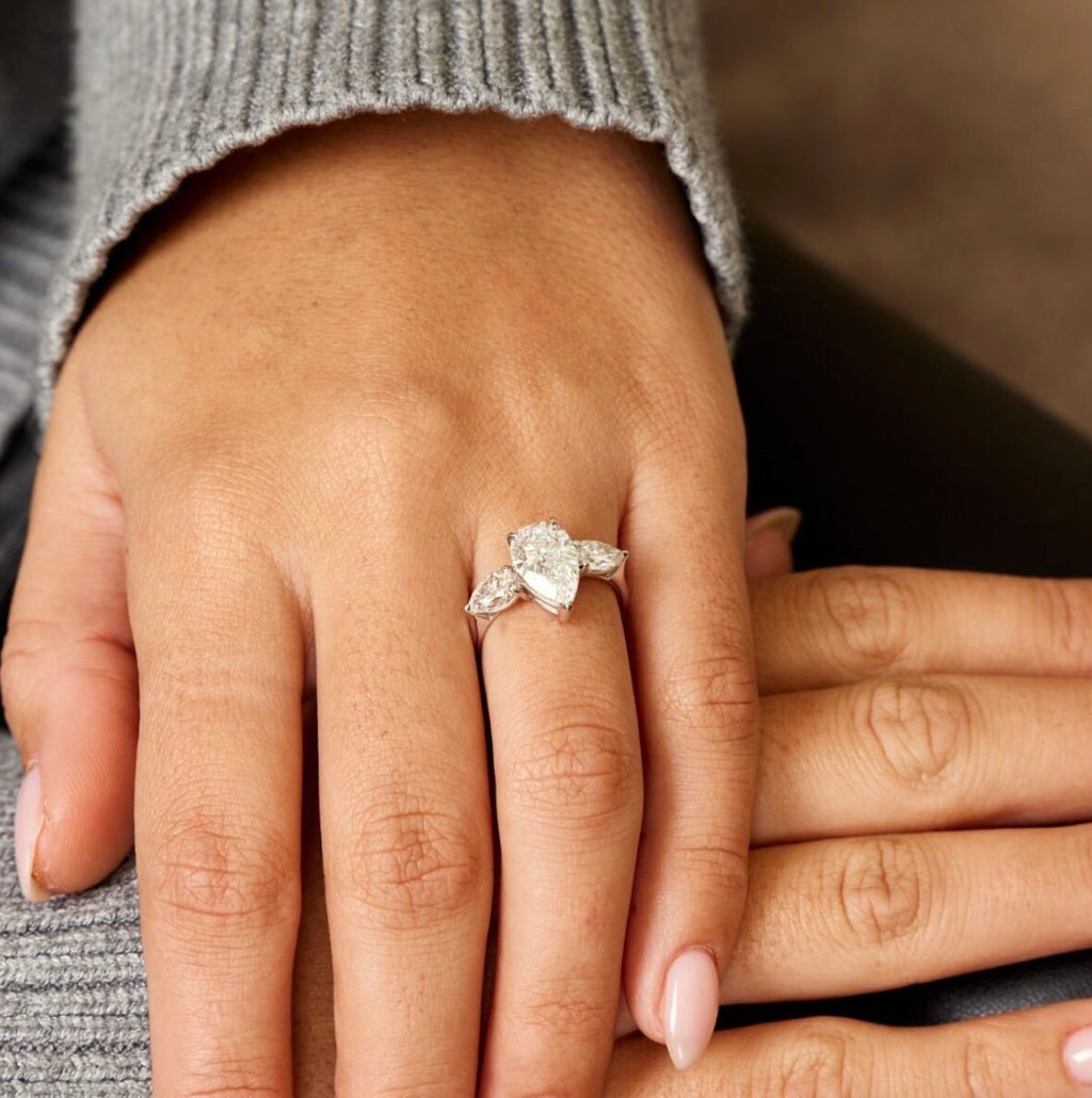Pear Cut 3-Stone Lab Grown Diamond Ring