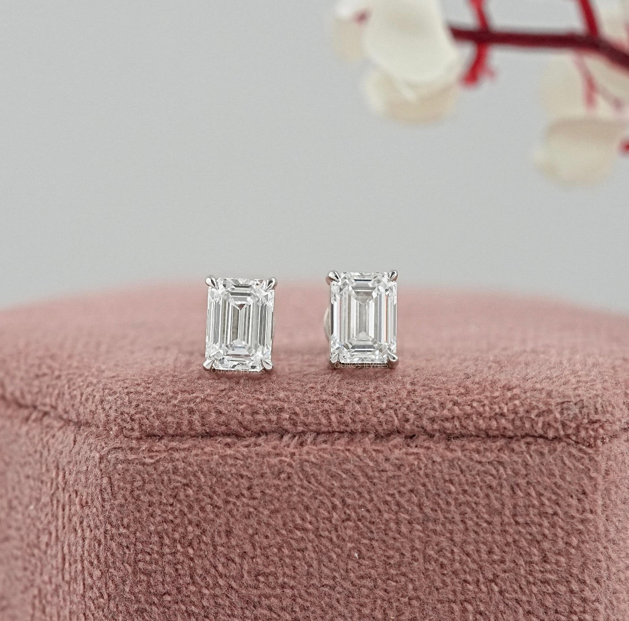 Emerald Cut Prong Set Studs