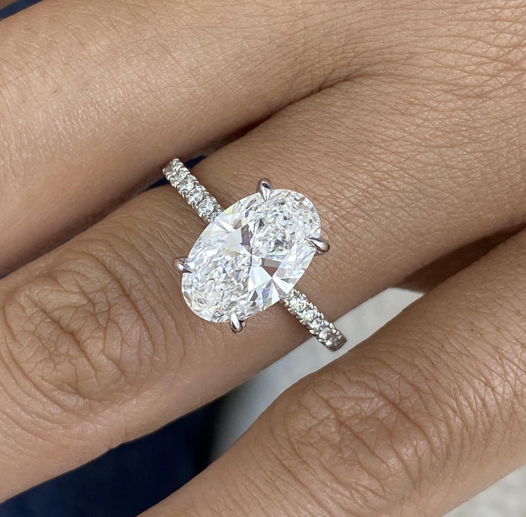 2.80ct Oval Hidden Halo Set Pavé Band Ring
