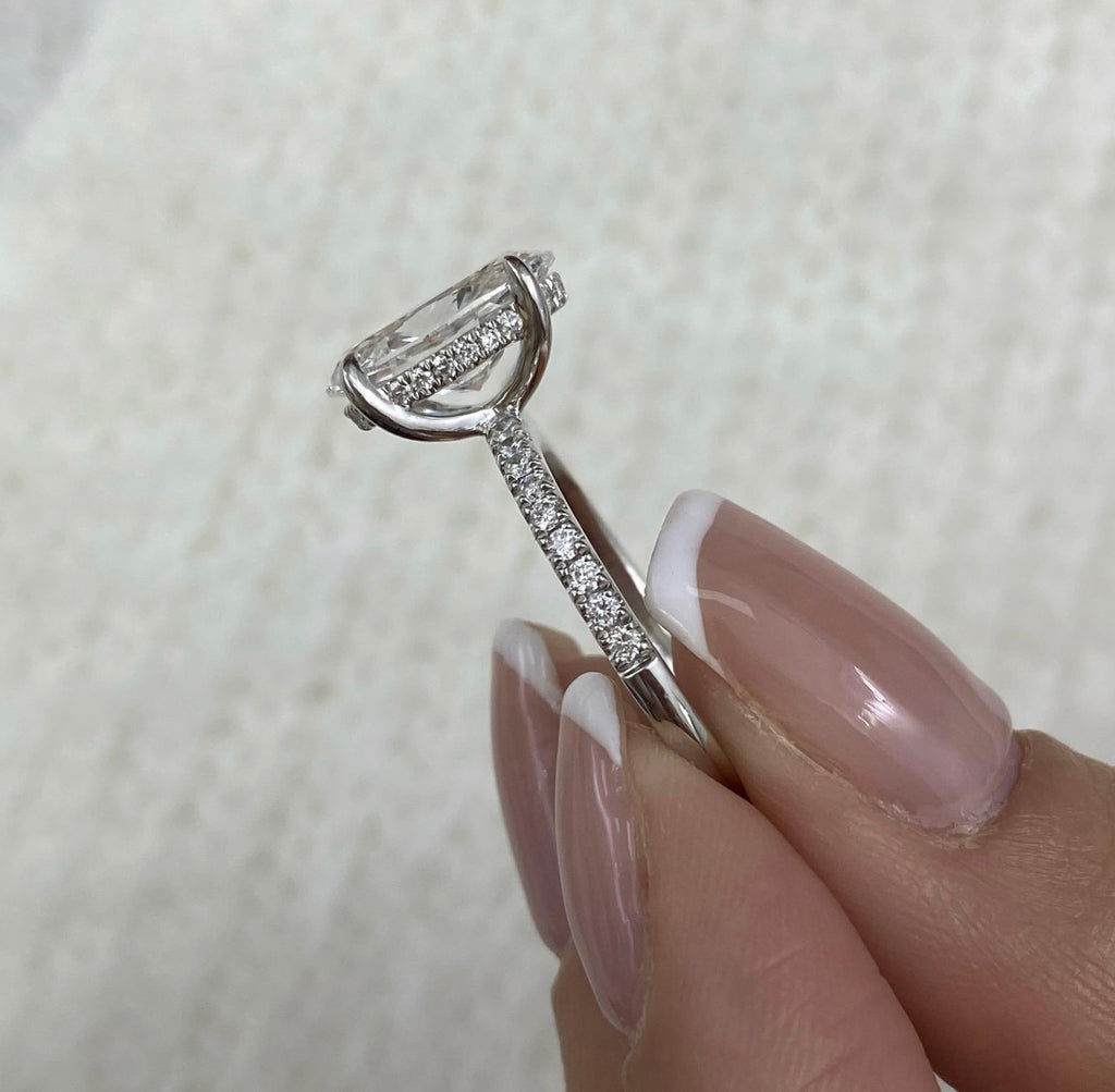 2.80ct Oval Hidden Halo Set Pavé Band Ring