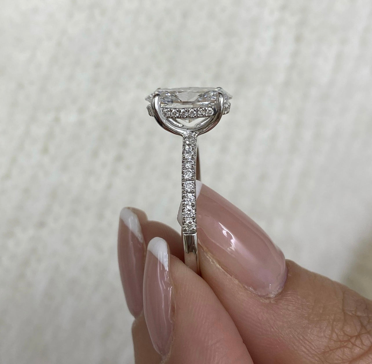 2.80ct Oval Hidden Halo Set Pavé Band Ring
