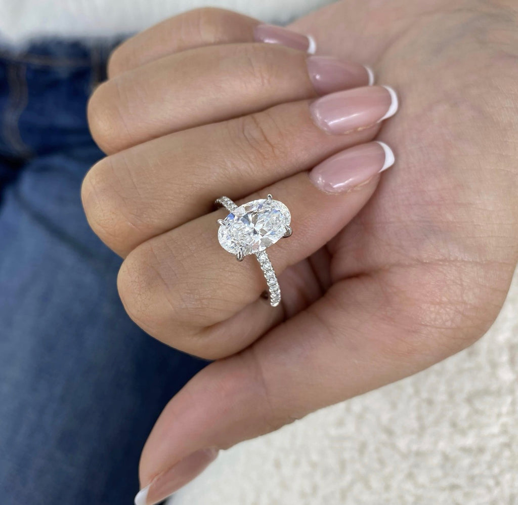 2.80ct Oval Hidden Halo Set Pavé Band Ring