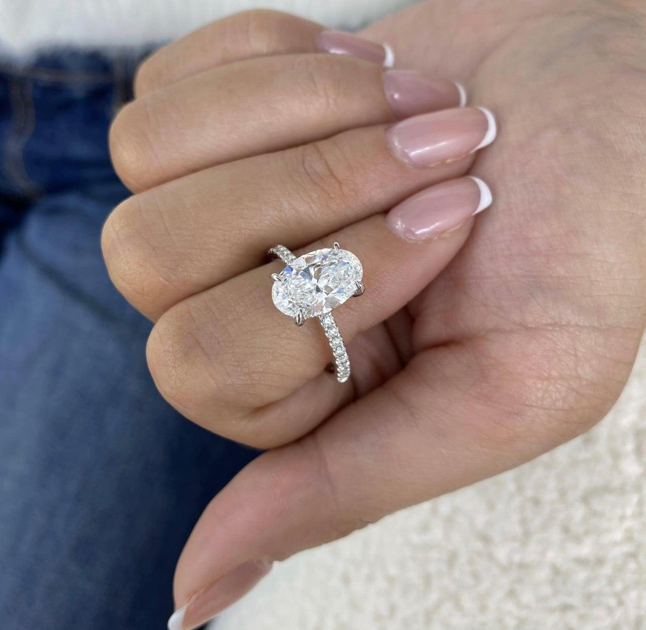 2.80ct Oval Hidden Halo Set Pavé Band Ring