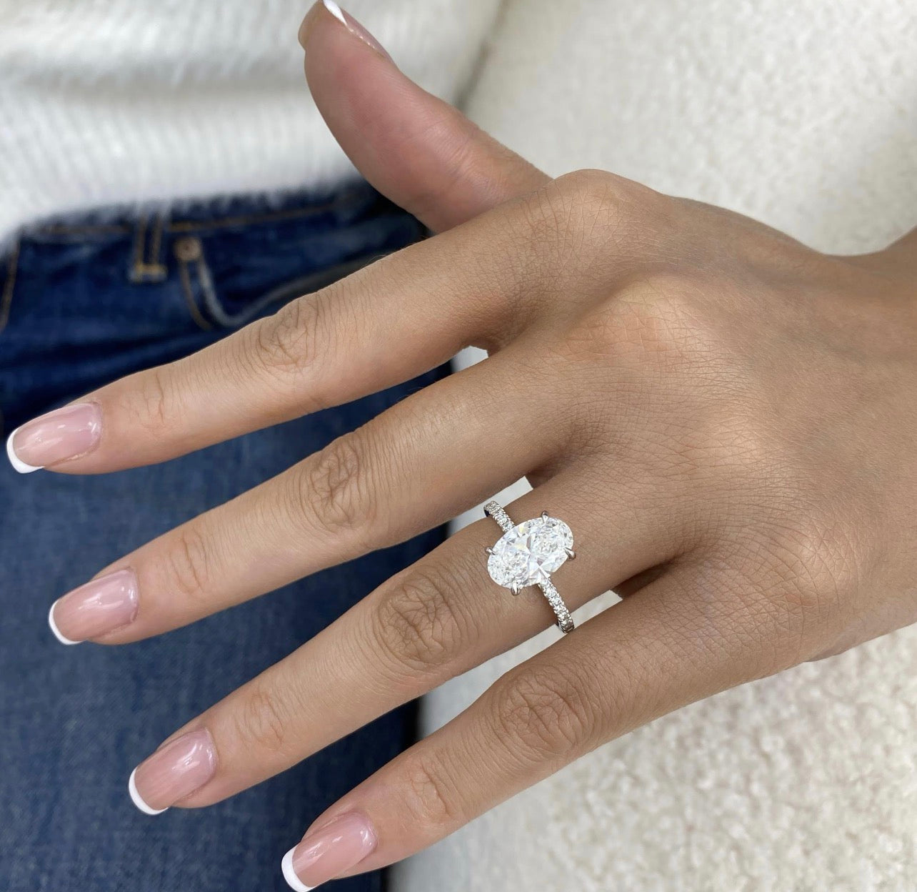 2.80ct Oval Hidden Halo Set Pavé Band Ring