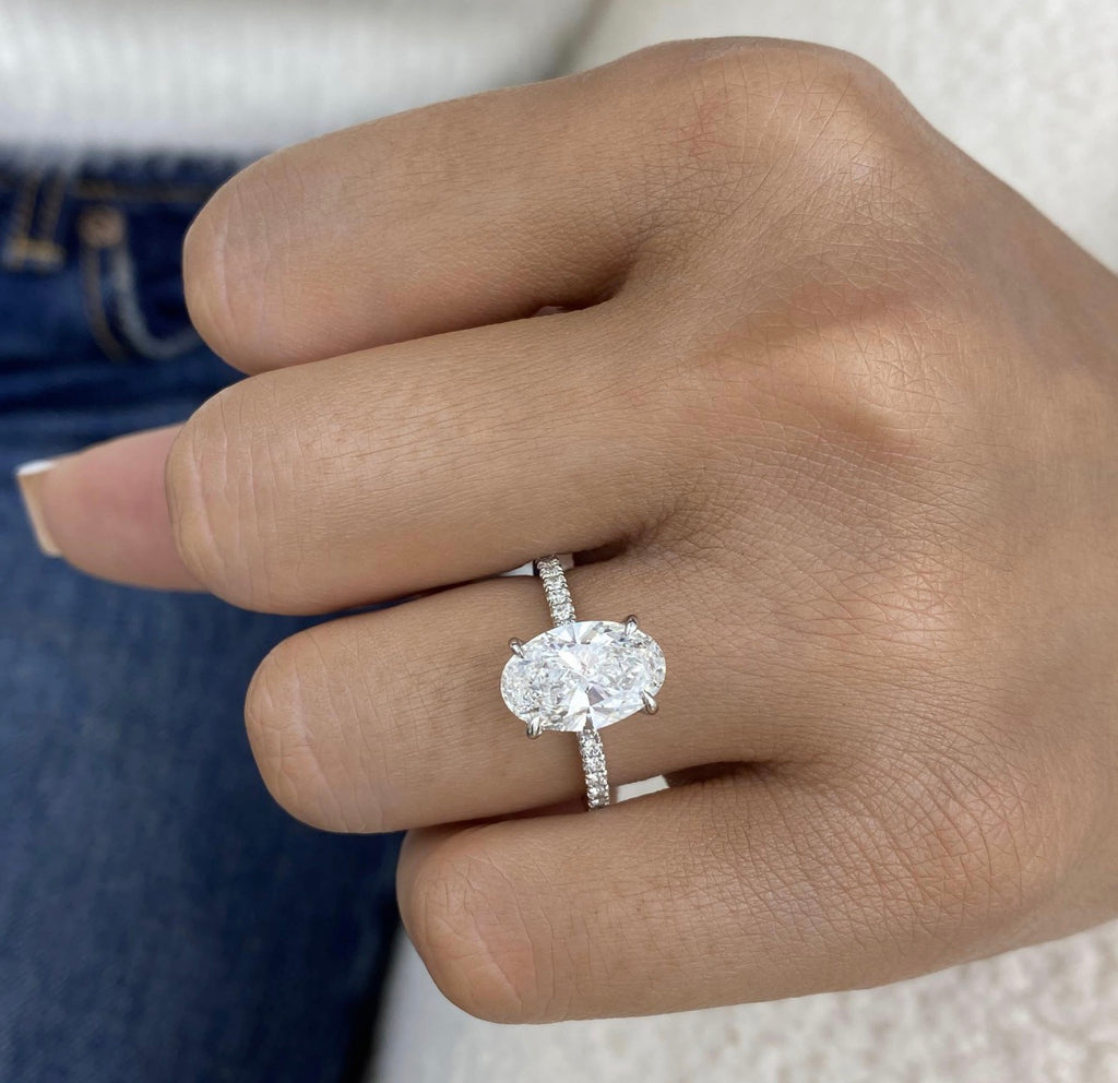 2.80ct Oval Hidden Halo Set Pavé Band Ring