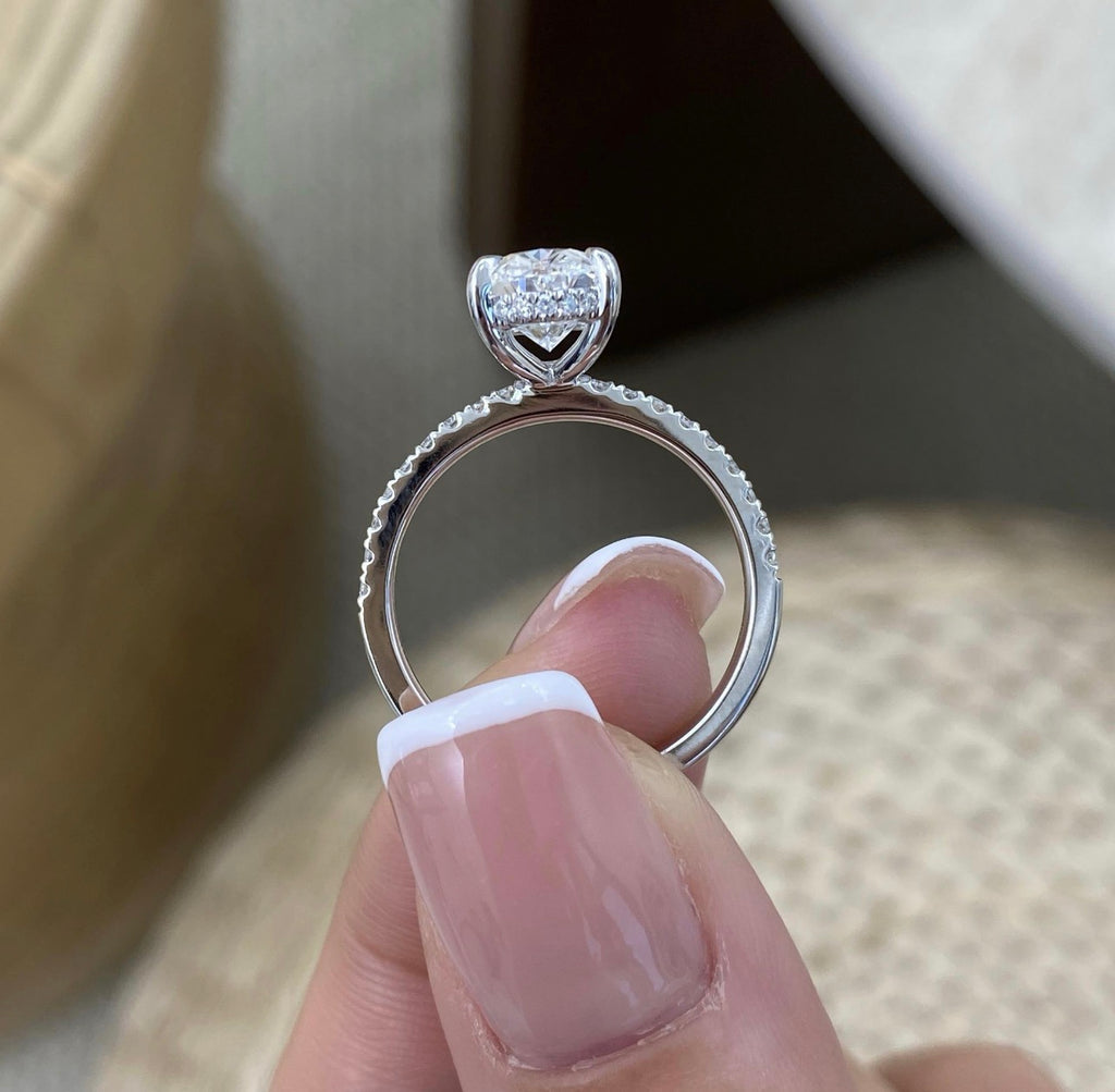 2.80ct Oval Hidden Halo Set Pavé Band Ring