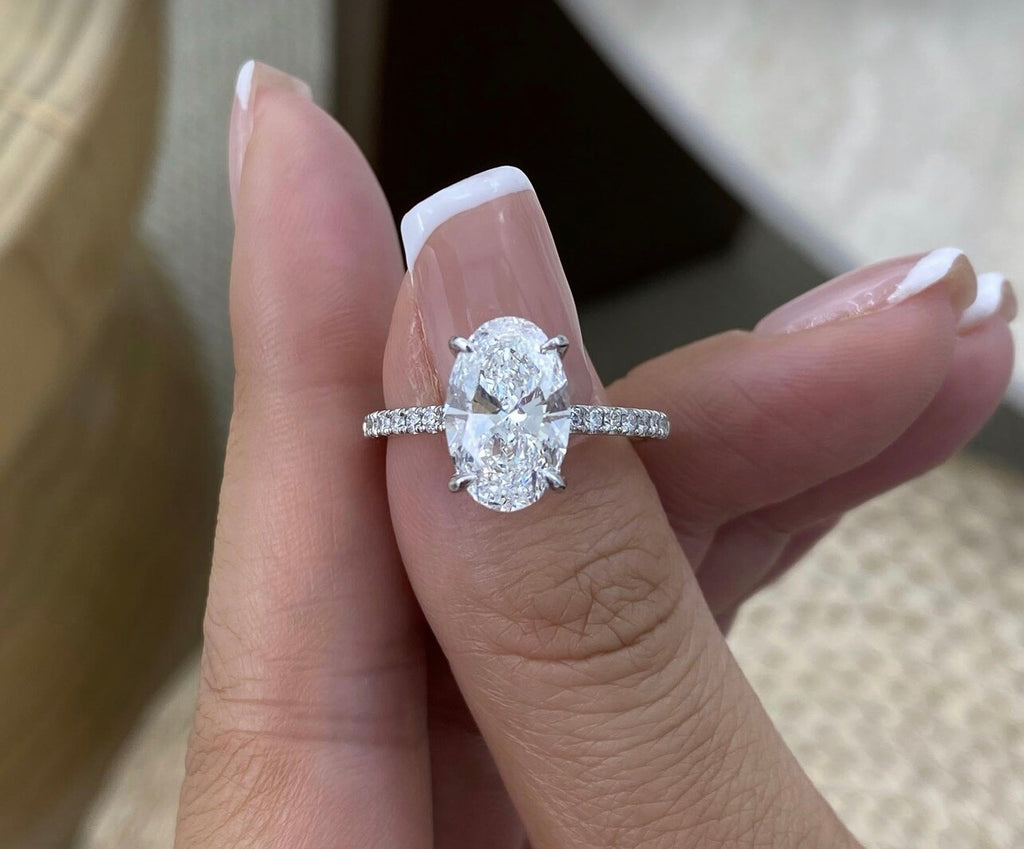 2.80ct Oval Hidden Halo Set Pavé Band Ring