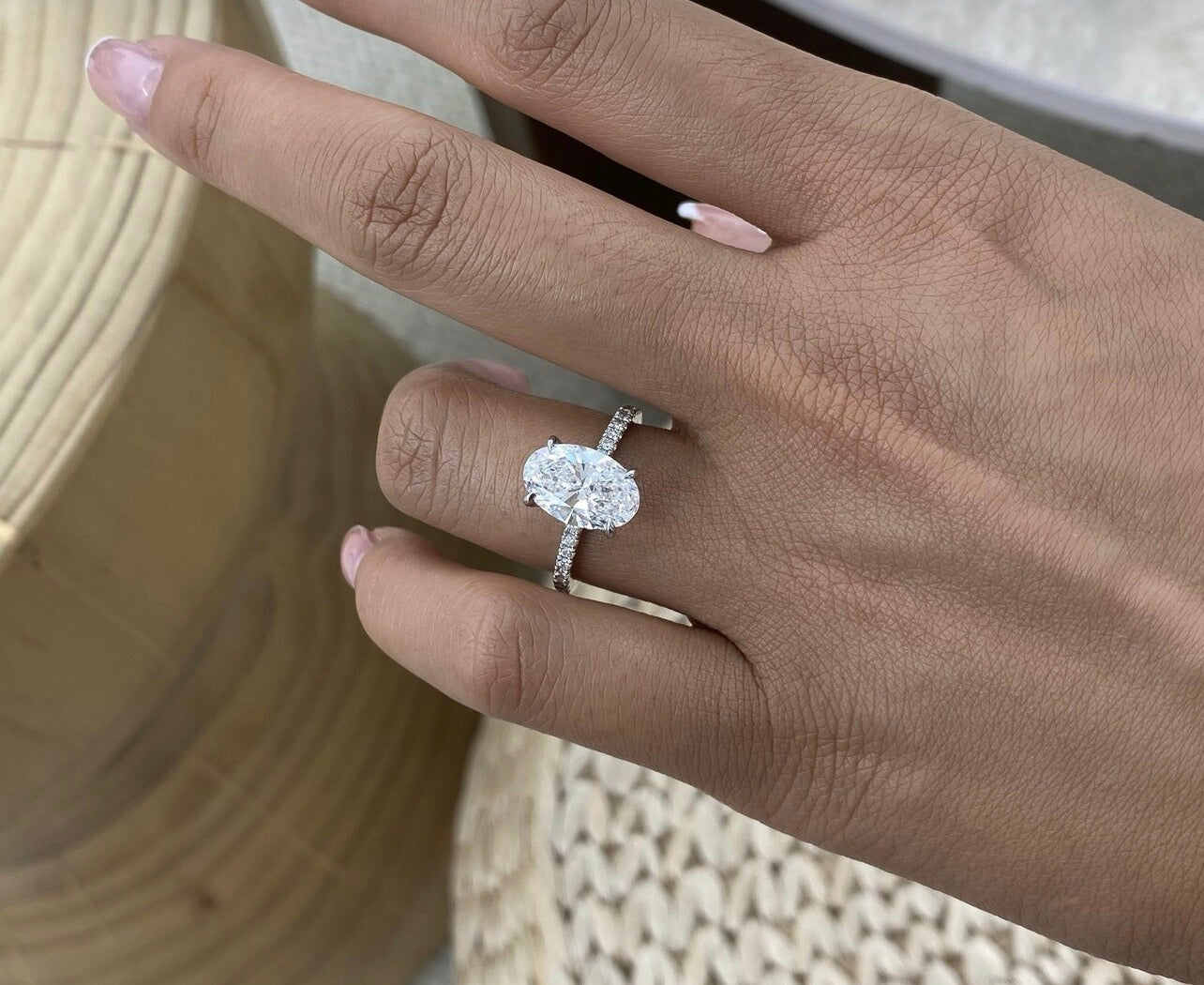 2.80ct Oval Hidden Halo Set Pavé Band Ring