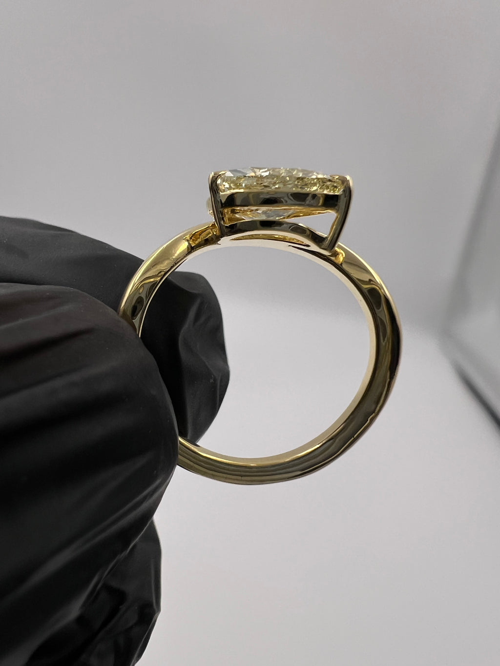 1.00ct Pear Fancy Yellow Diamond Curvy Band Pinky Finger Ring