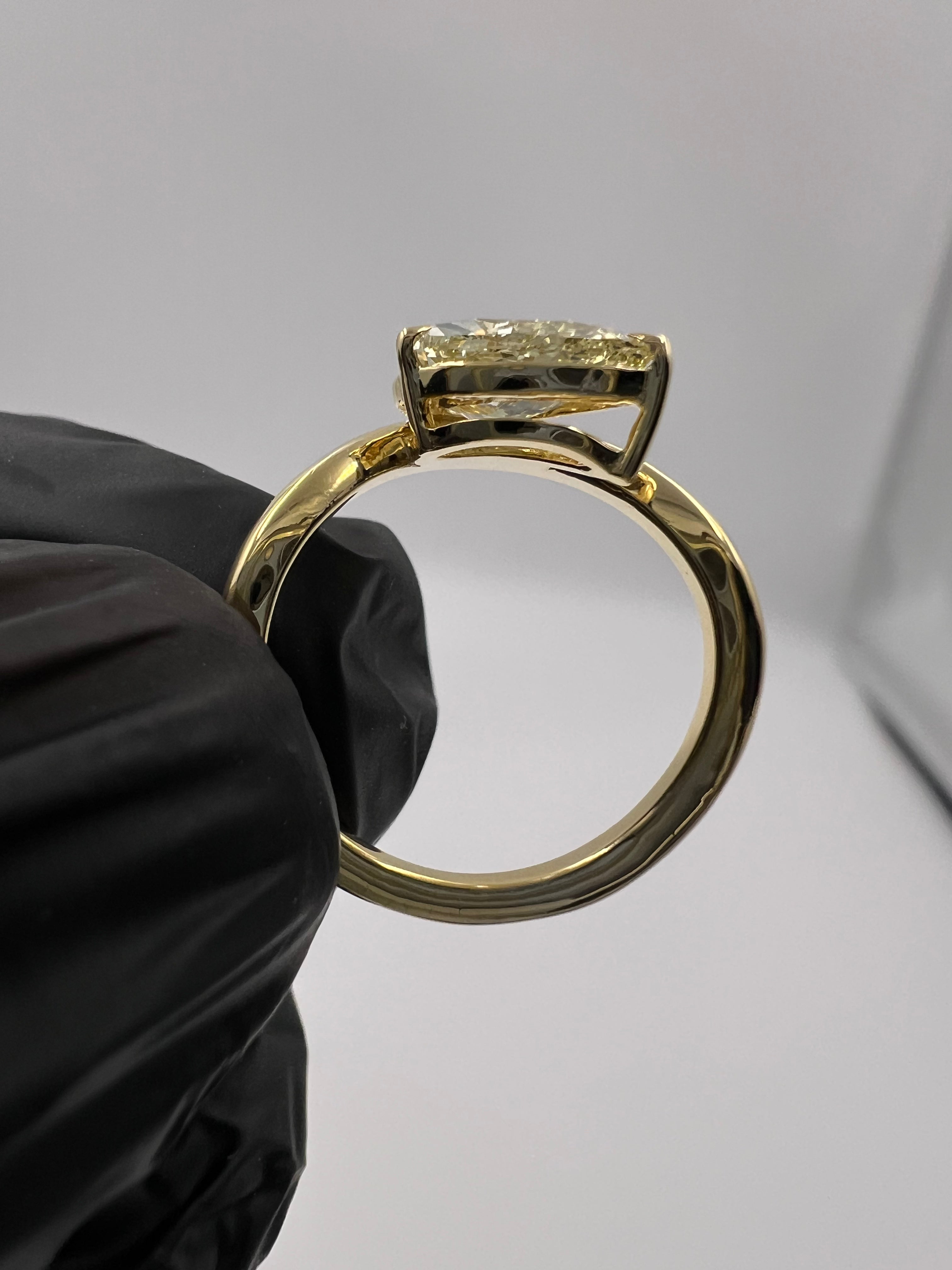 1.00ct Pear Fancy Yellow Diamond Curvy Band Pinky Finger Ring