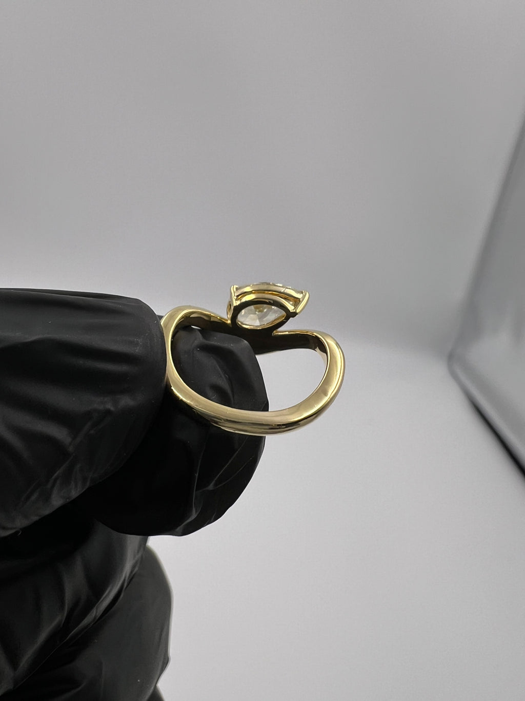 1.00ct Pear Fancy Yellow Diamond Curvy Band Pinky Finger Ring