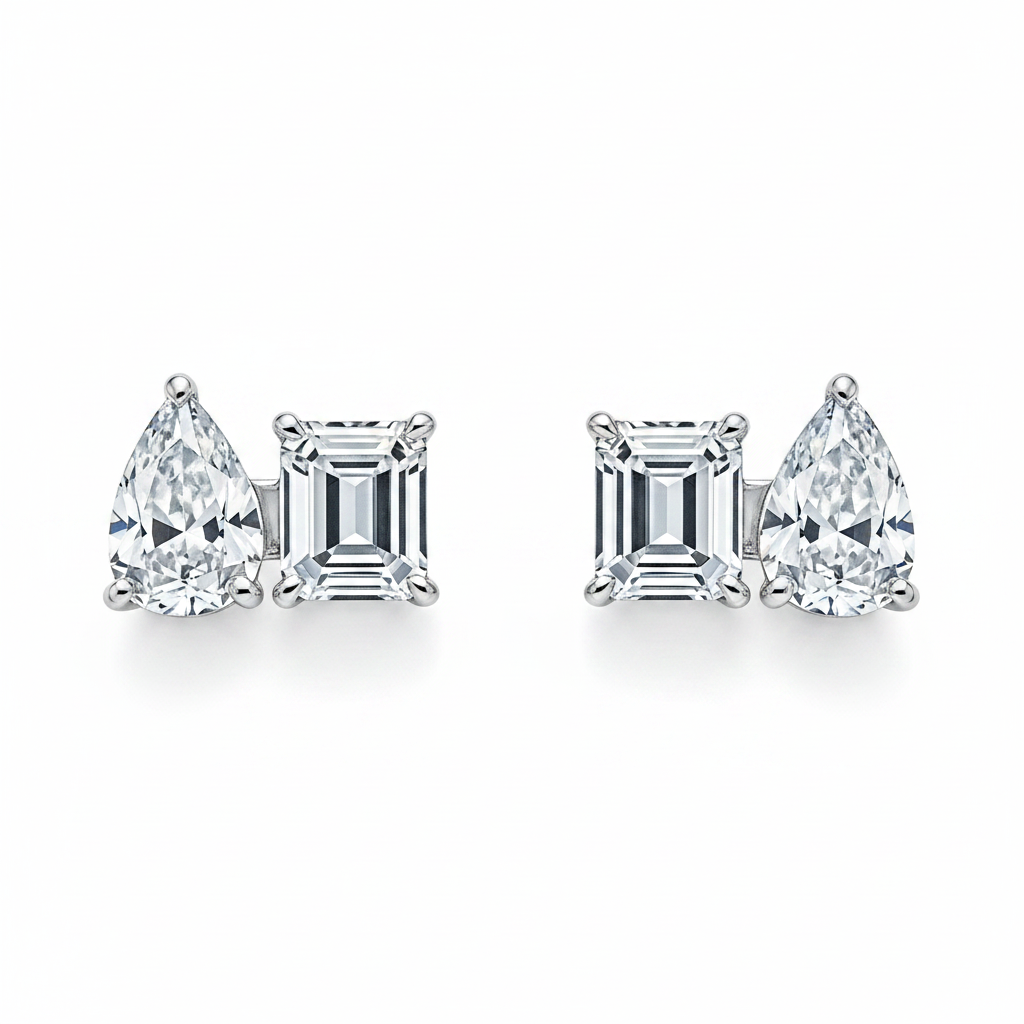 Toi et Moi Emerald & Pear Cut Earrings