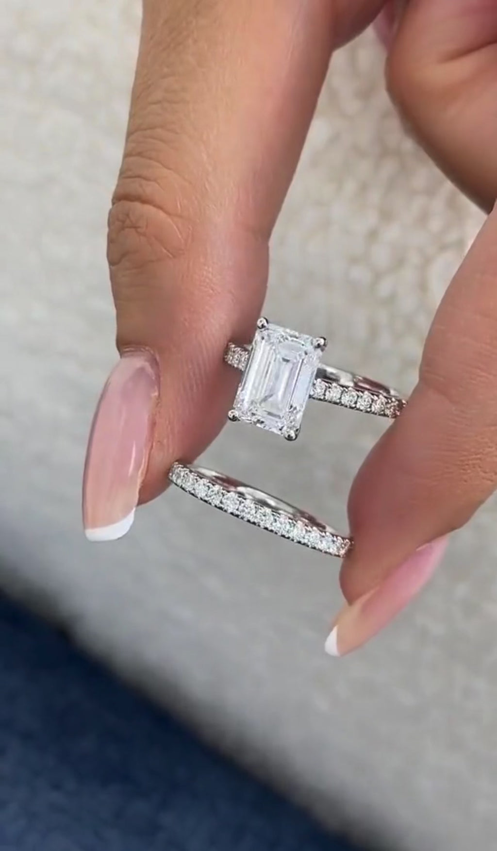 1.50ct Emerald Cut Ring with Wedding Band