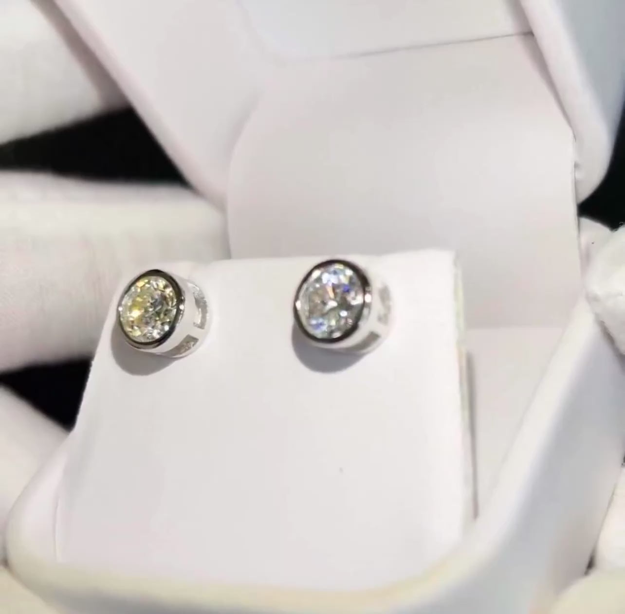 Round Cut Bezel Set Studs