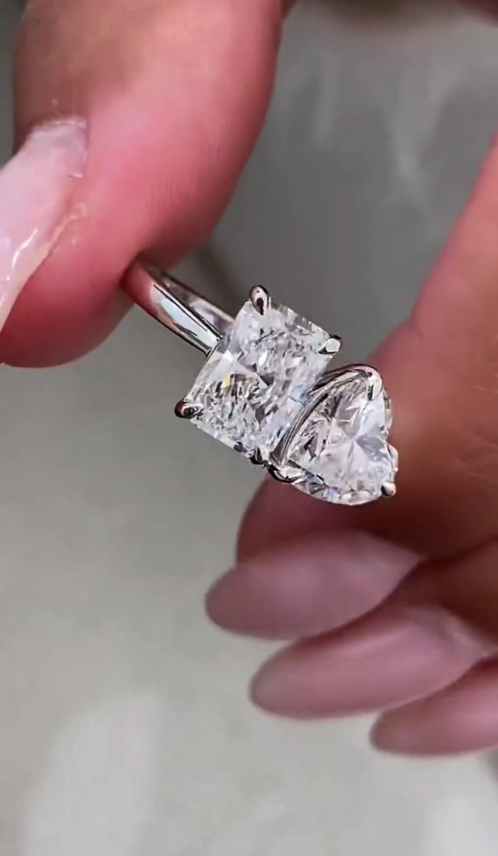 2.10ct Heart & Radiant Toi et Moi Ring