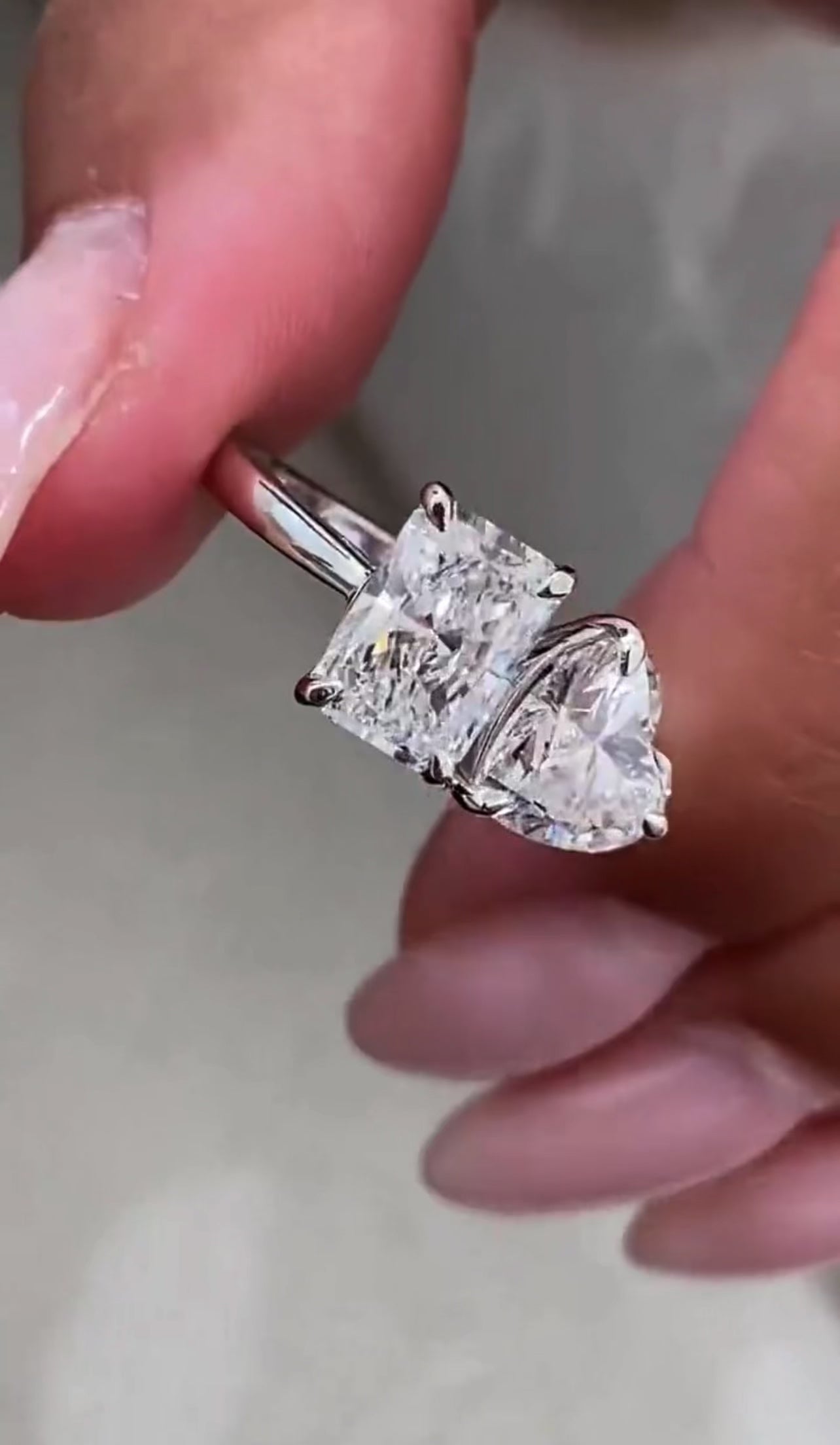 2.10ct Heart & Radiant Toi et Moi Ring