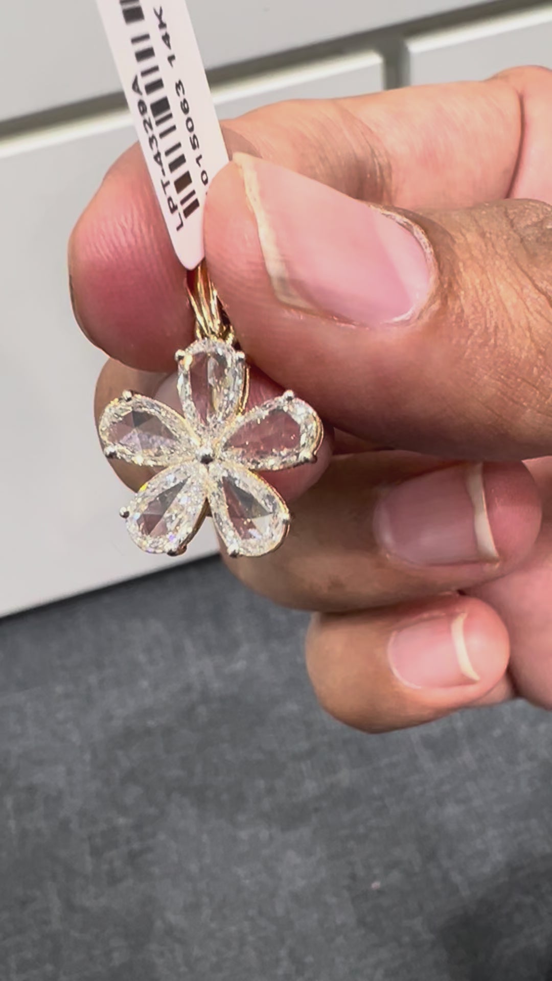 2ct Rose Cut Pear Shaped Flower Pendant