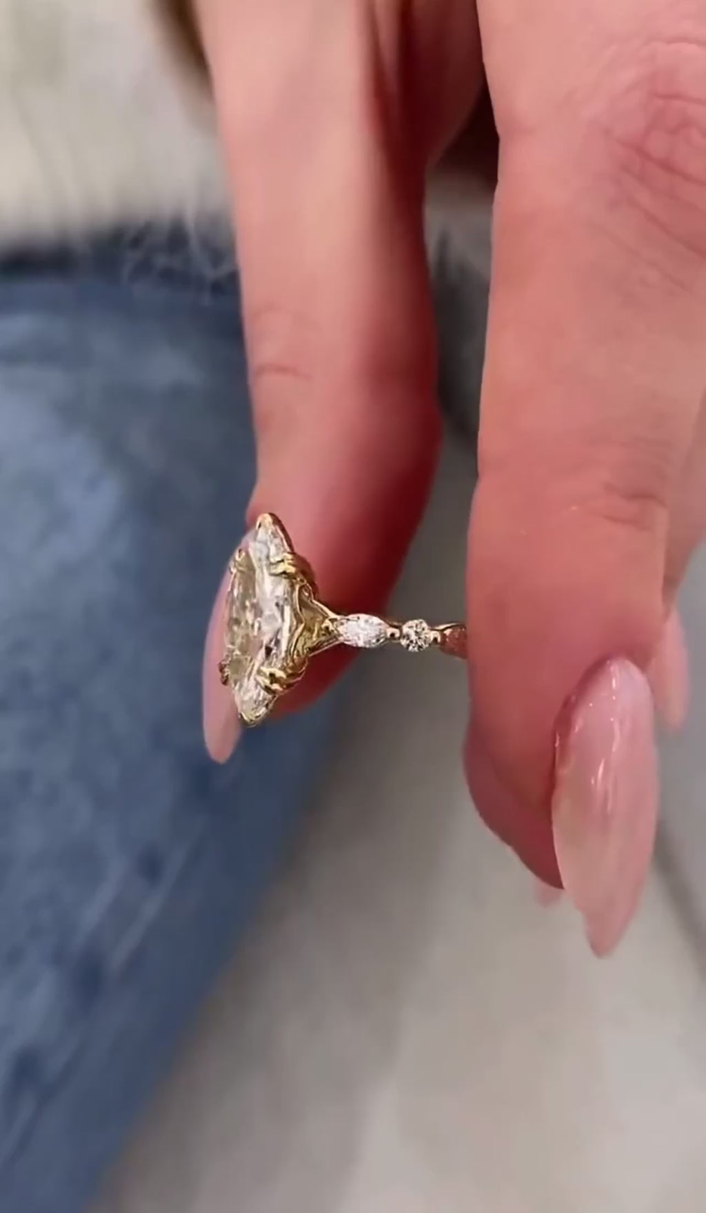 3ct Marquise Cut Ring with Floral Band