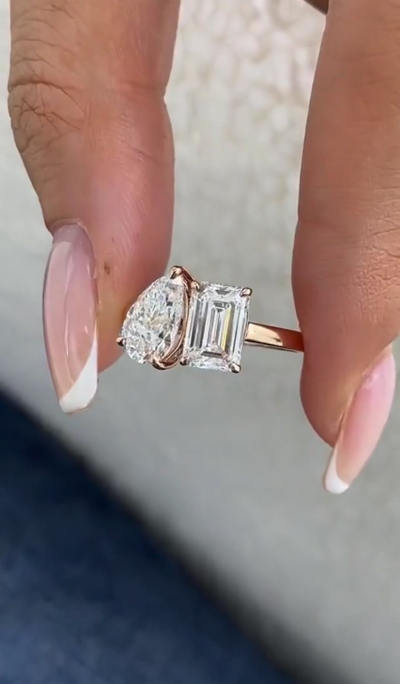 3ct Emerald & Pear Toi et Moi Ring