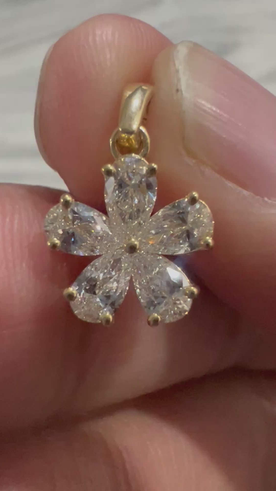 1ct Pear Cut Flower Pendant