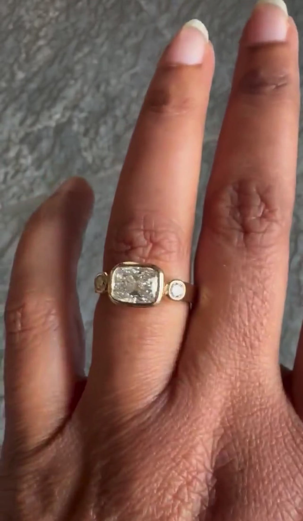 1.50ct Cushion 3-Stone Bezel Set Ring