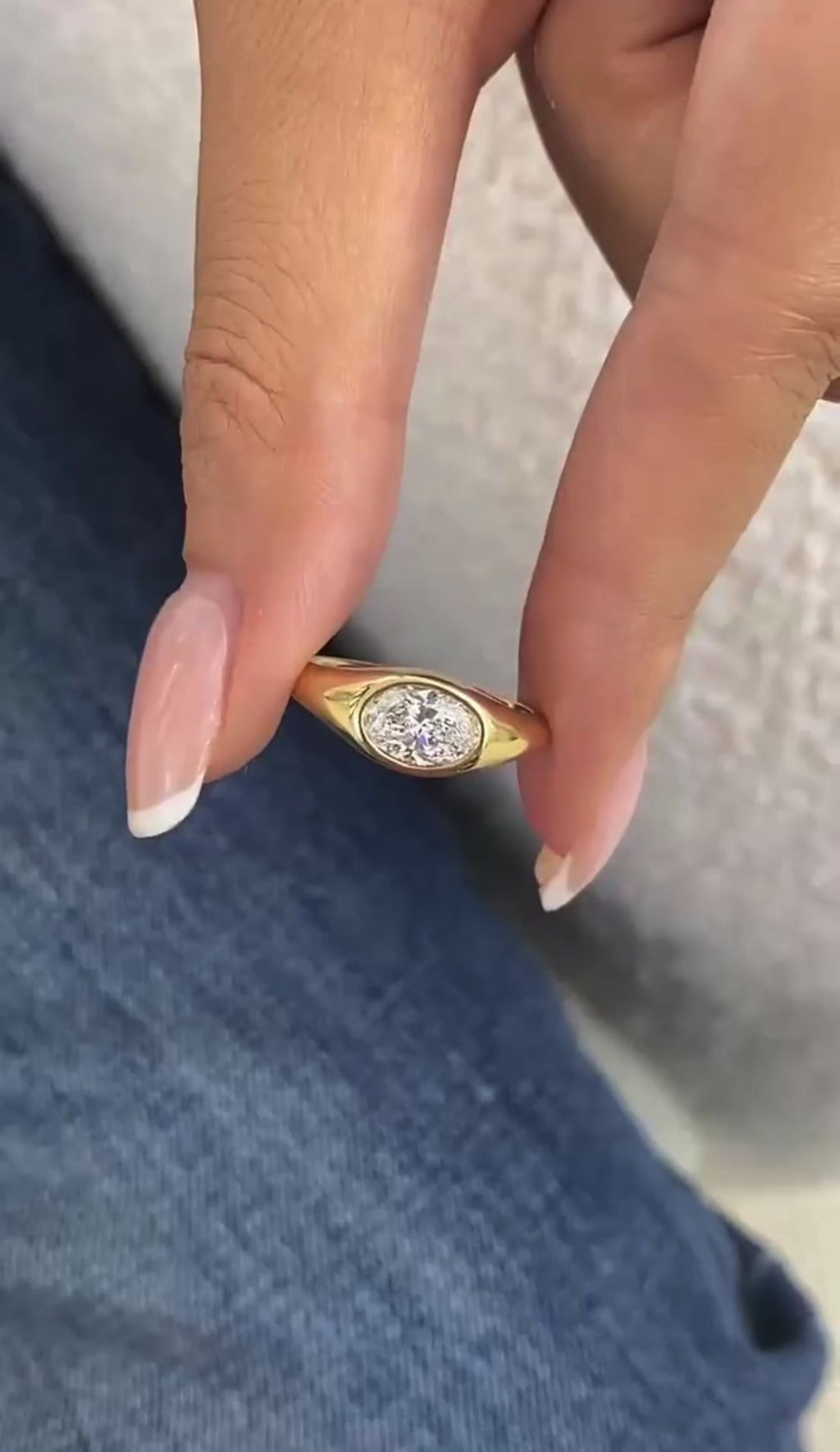 1.00ct Oval East West Set Bezel Ring