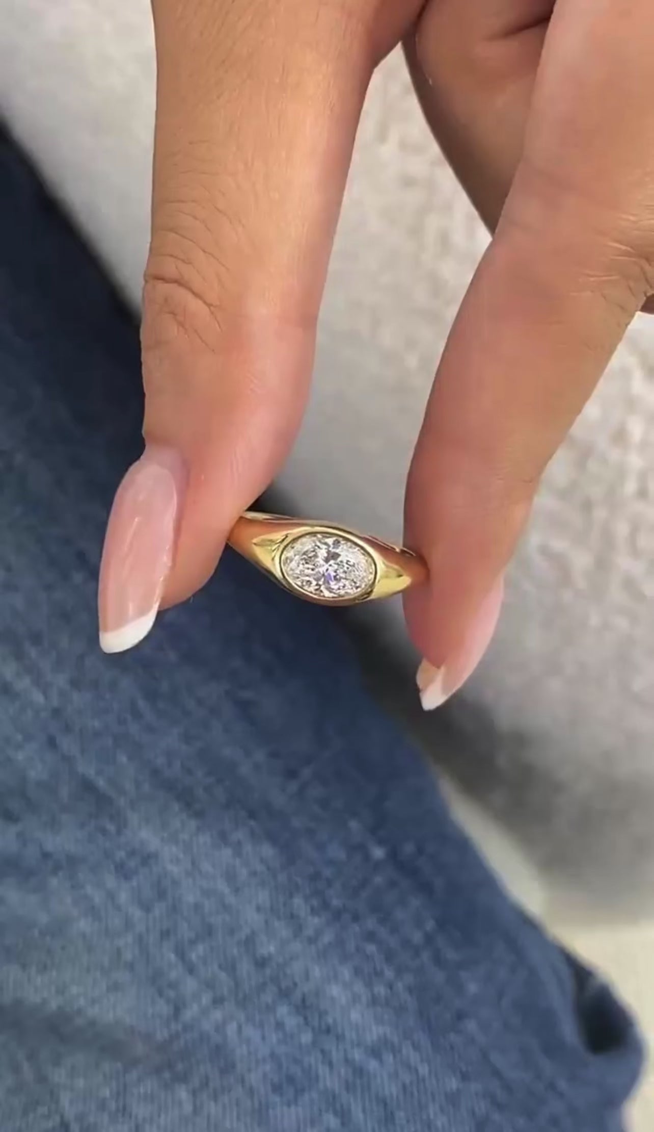 1.00ct Oval East West Set Bezel Ring