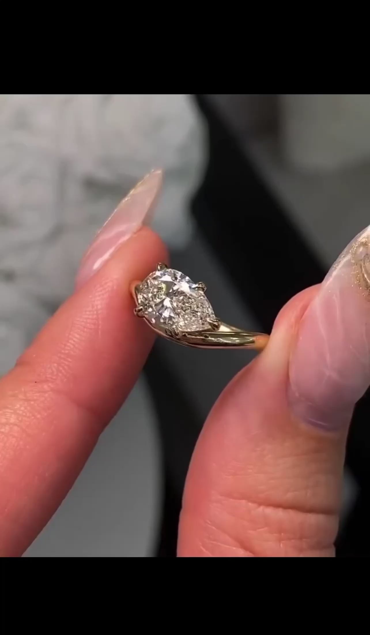 1ct Pear East West Set Pinky Finger Ring