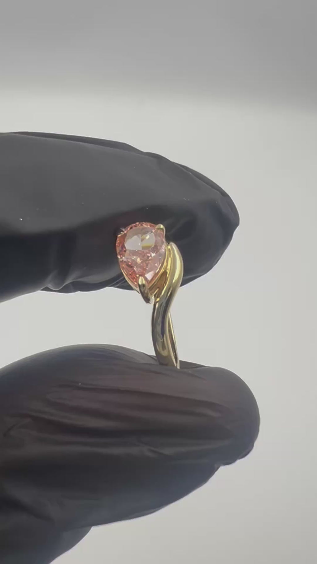 1.00ct Pear Fancy Vivid Pink Pinky Finger Ring