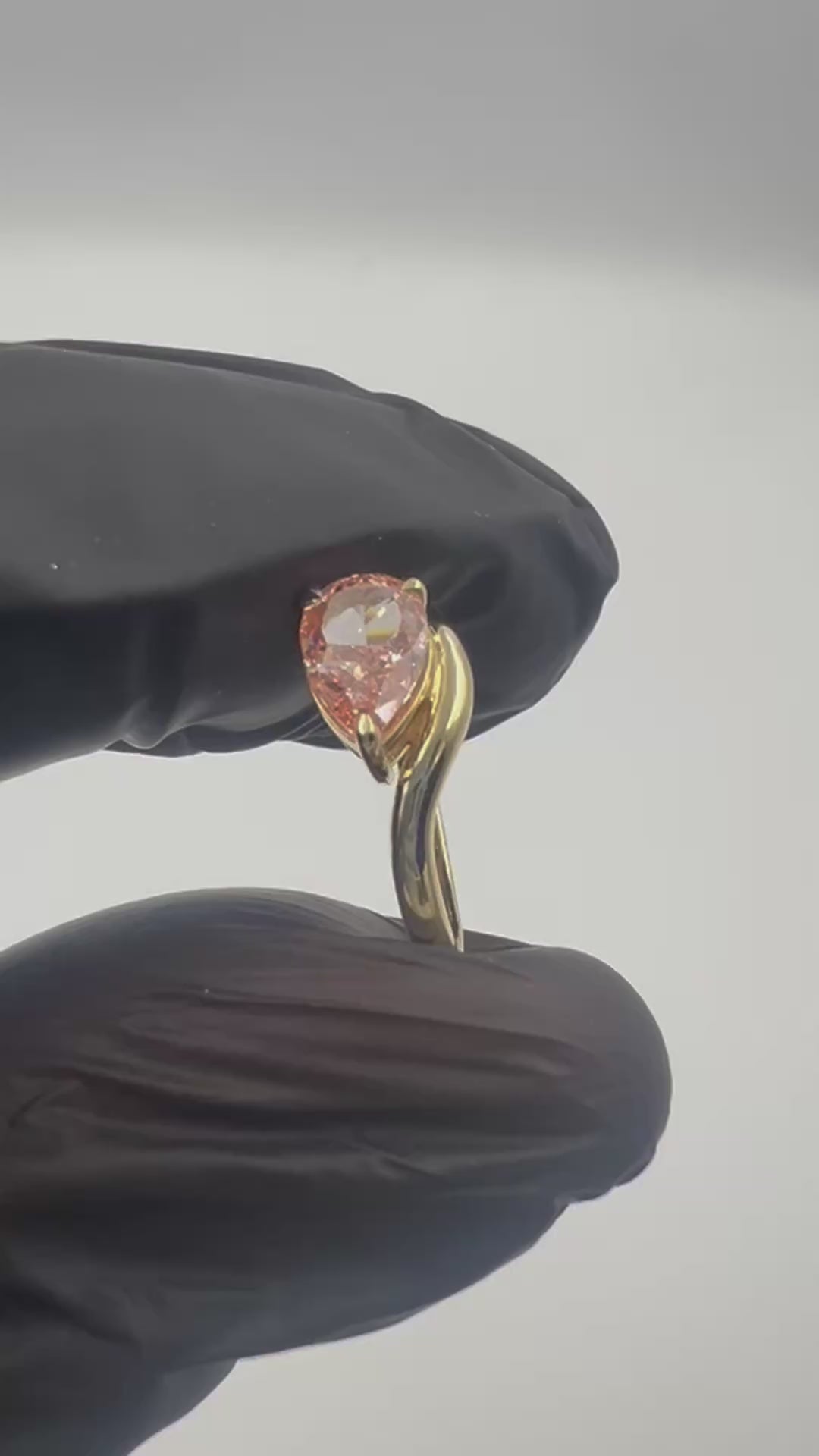1.00ct Pear Fancy Vivid Pink Pinky Finger Ring