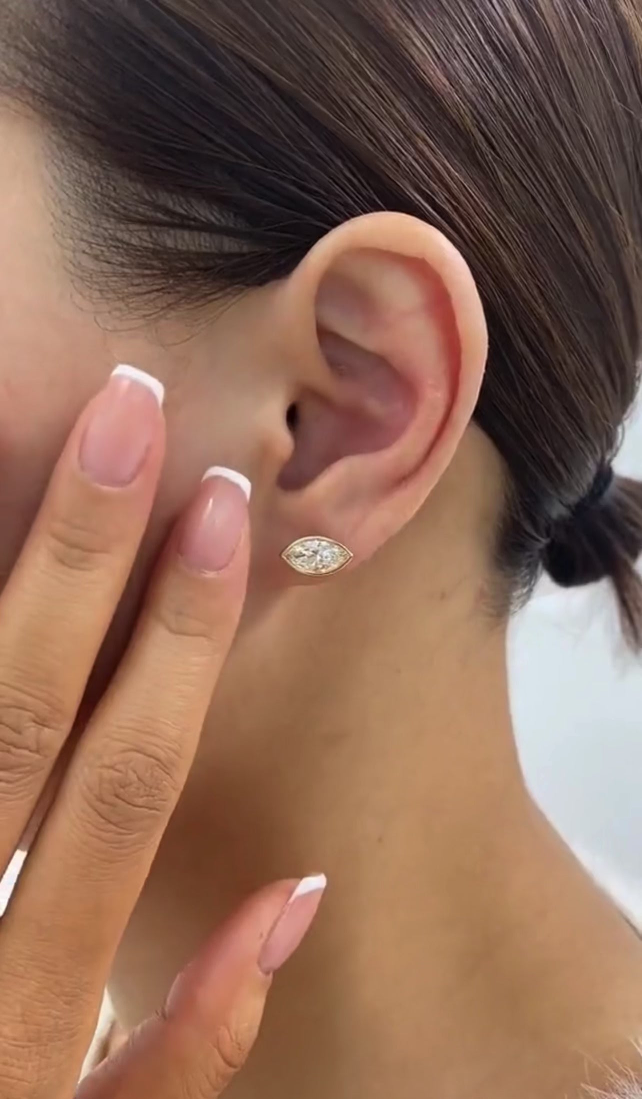 Marquise Cut Bezel Set Studs