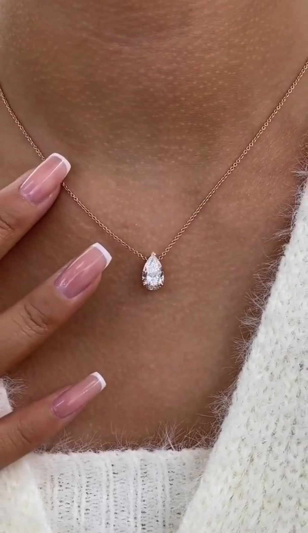 Pear Cut Prong Set Necklace