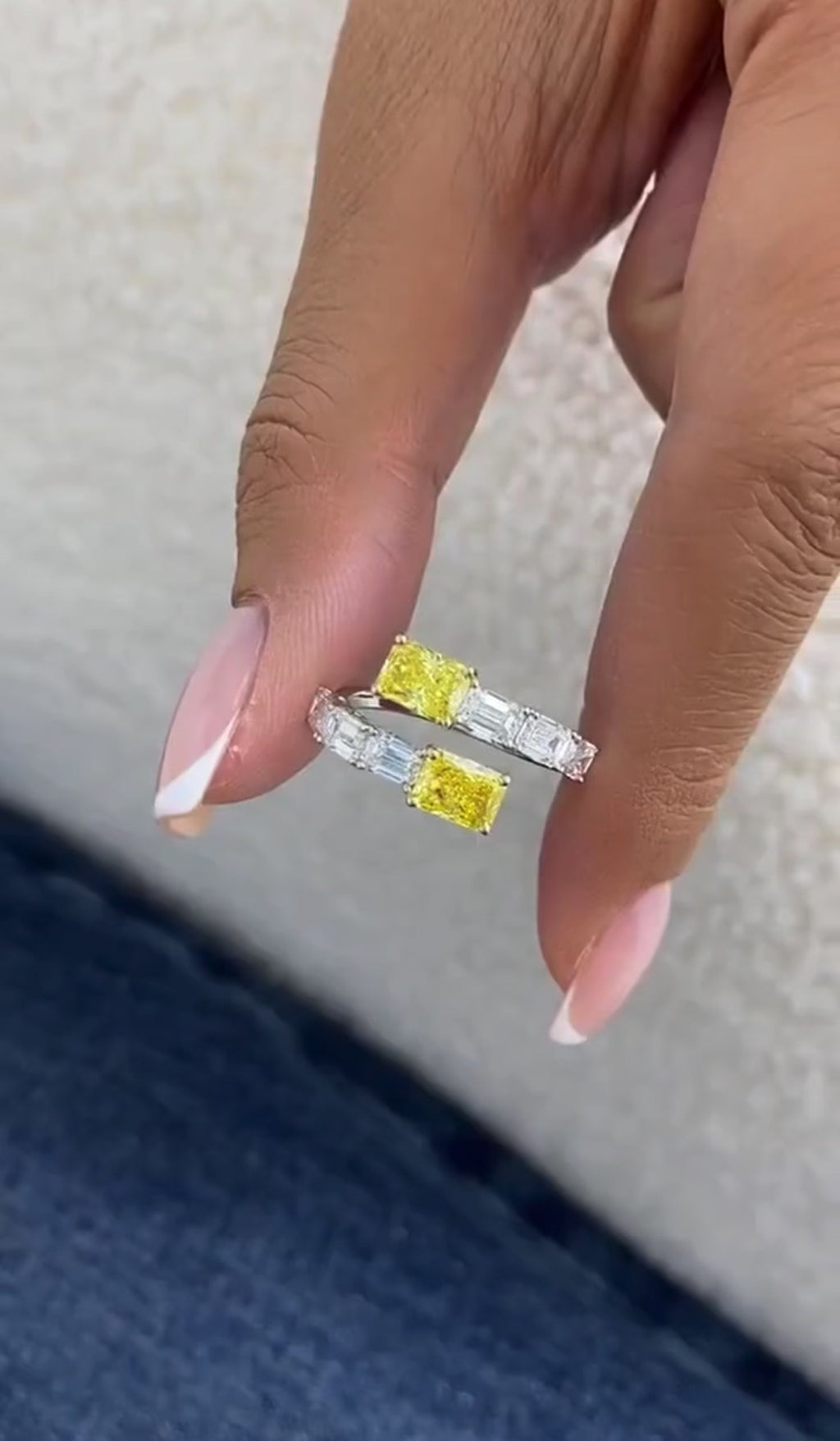 3.30ct Fancy Yellow Radiant & Emerald Wedding Band