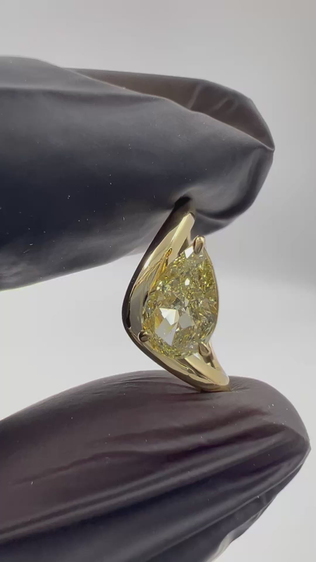 1.00ct Pear Fancy Yellow Diamond Curvy Band Pinky Finger Ring